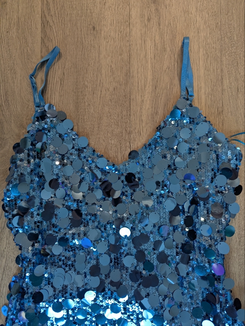 12th Tribe Blue Paillette Sequin Fringe Mini Dress Size M Festival Party Disco